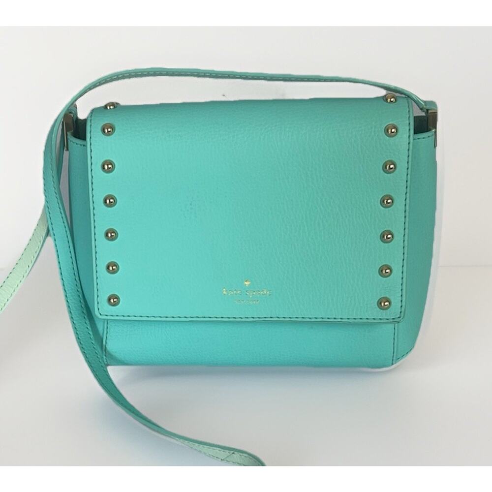 Kate Spade New York Sanders Place Avva Studded Leather Crossbody Bag Atoll Blue